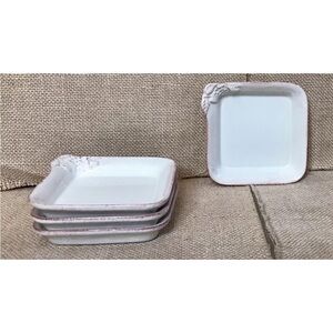 Casa Stone Madeira Harvest Cream Brown Square Dipping Sauce Dish Set Rustic